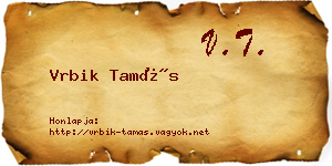 Vrbik Tamás névjegykártya